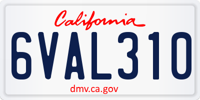 CA license plate 6VAL310