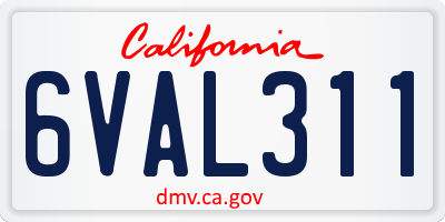 CA license plate 6VAL311