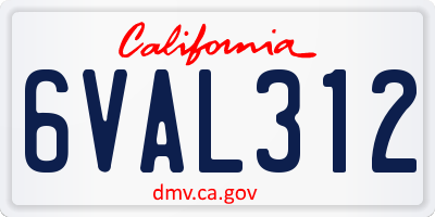 CA license plate 6VAL312