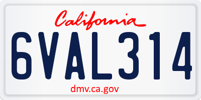 CA license plate 6VAL314
