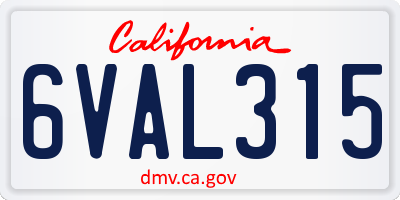 CA license plate 6VAL315