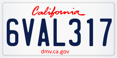 CA license plate 6VAL317