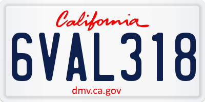 CA license plate 6VAL318