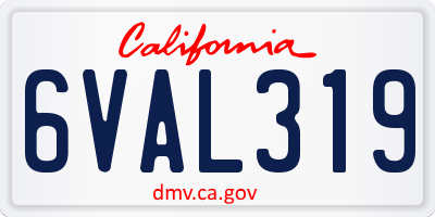 CA license plate 6VAL319