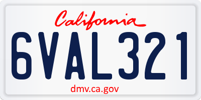 CA license plate 6VAL321