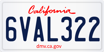 CA license plate 6VAL322