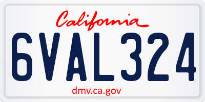CA license plate 6VAL324