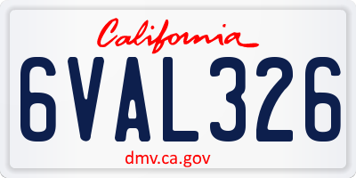 CA license plate 6VAL326