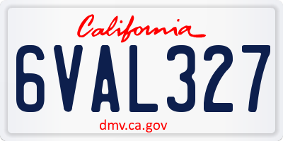 CA license plate 6VAL327