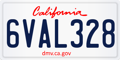 CA license plate 6VAL328