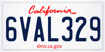 CA license plate 6VAL329