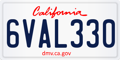 CA license plate 6VAL330