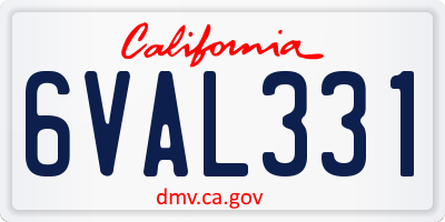 CA license plate 6VAL331