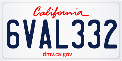 CA license plate 6VAL332