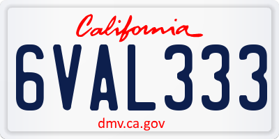 CA license plate 6VAL333