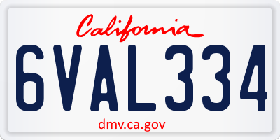 CA license plate 6VAL334