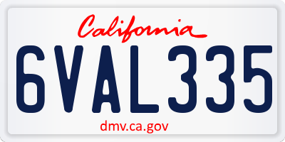 CA license plate 6VAL335