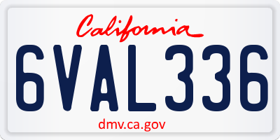 CA license plate 6VAL336