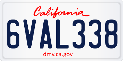 CA license plate 6VAL338
