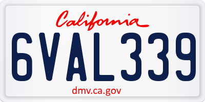 CA license plate 6VAL339