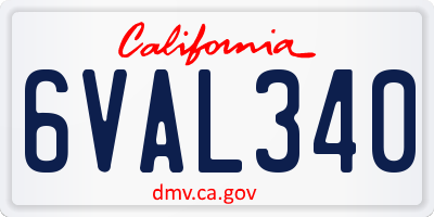 CA license plate 6VAL340
