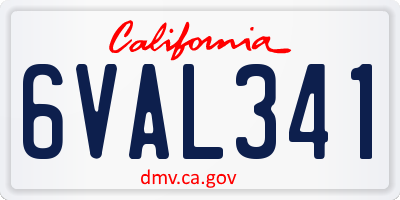 CA license plate 6VAL341