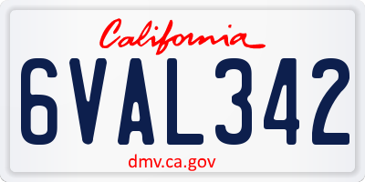 CA license plate 6VAL342