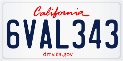 CA license plate 6VAL343