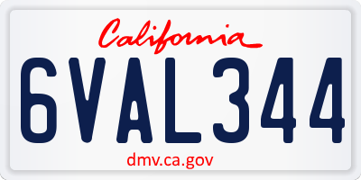 CA license plate 6VAL344