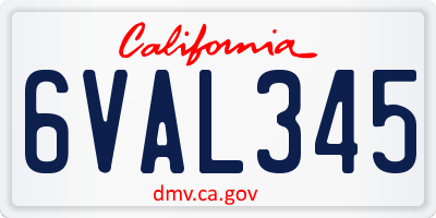 CA license plate 6VAL345
