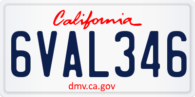 CA license plate 6VAL346