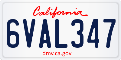 CA license plate 6VAL347