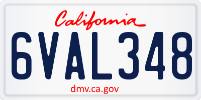 CA license plate 6VAL348