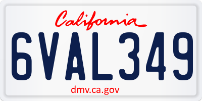 CA license plate 6VAL349