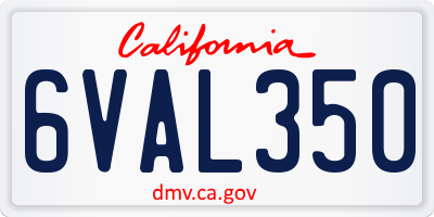 CA license plate 6VAL350
