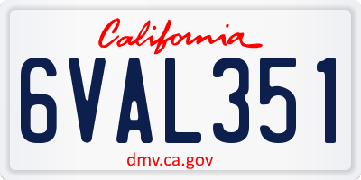 CA license plate 6VAL351