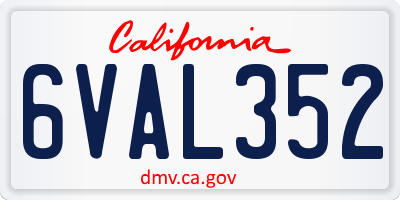 CA license plate 6VAL352