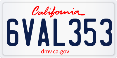 CA license plate 6VAL353