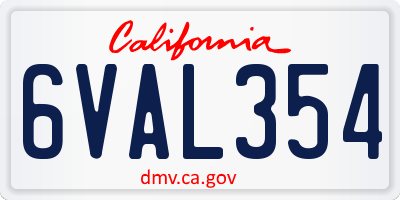 CA license plate 6VAL354