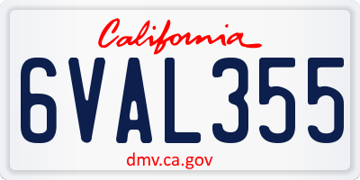 CA license plate 6VAL355