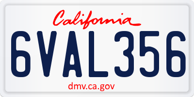 CA license plate 6VAL356