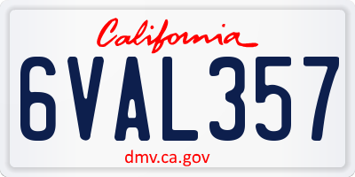 CA license plate 6VAL357