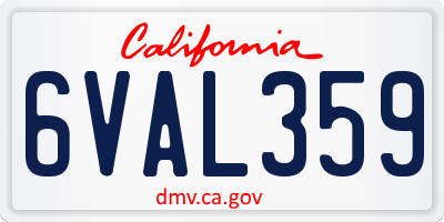 CA license plate 6VAL359