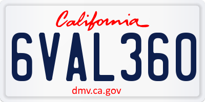 CA license plate 6VAL360