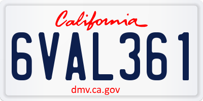 CA license plate 6VAL361