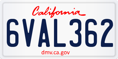 CA license plate 6VAL362