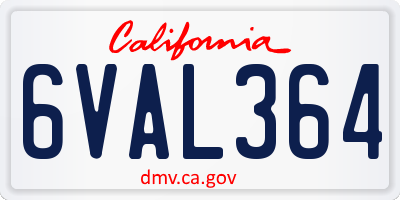 CA license plate 6VAL364