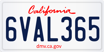 CA license plate 6VAL365