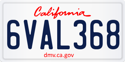 CA license plate 6VAL368