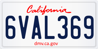 CA license plate 6VAL369